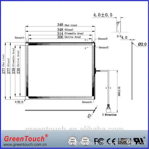 Industrial 15 inch Saw Touch Screen use for Open frame Monitor compatible with ELO